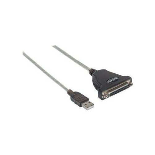 Manhattan USB-A to Parallel Printer DB25 Converter Cable, 1.8m, Male to Female, 1.2Mbps, IEEE 1284, Produktbild Additional View 1 L