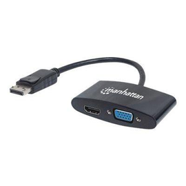 Manhattan DisplayPort 1.2 to HDMI and VGA Adapter Cable, 2-in-1, Male to Female, Black, HDMI 4K@30Hz Produktbild