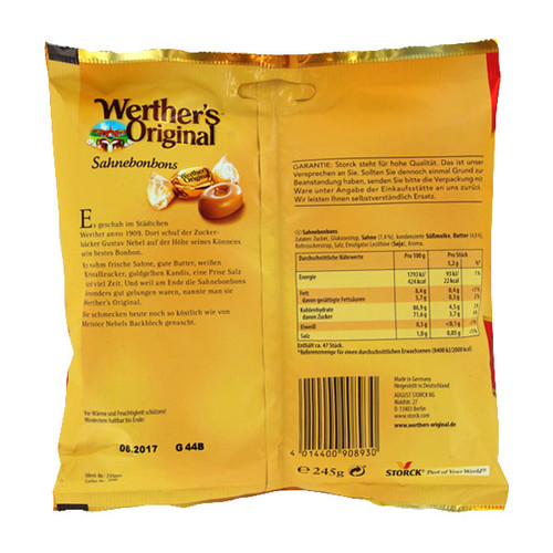 Dankeschön Werthers Original Sahnebonbons (PACK=120 GRAMM) Produktbild Additional View 1 L