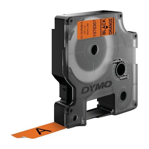 Schriftband D1 12mmx3m schwarz/orange permanent Vinyl Dymo 1978367 Produktbild Additional View 1 L