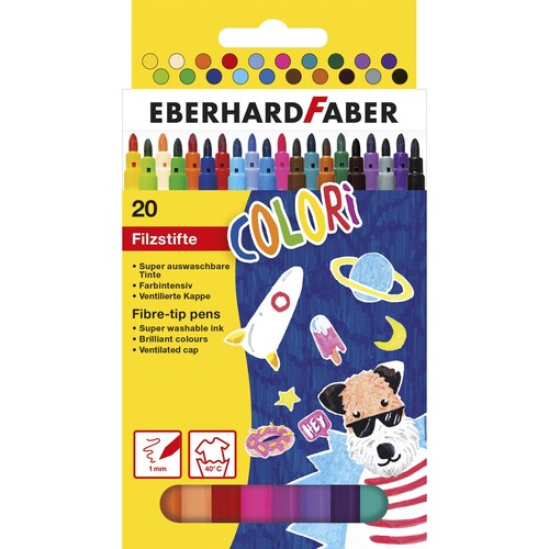 Fasermaler mit feiner Spitze Kartonetui farbig sortiert Eberhard Faber 551120 (PACK=20 STÜCK) Produktbild Front View L