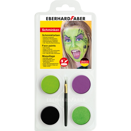 Schminkfarben Set Hexe Farbe und Pinsel Eberhard Faber 579018 (PACK = 4 FARBEN + 1 PINSEL) Produktbild