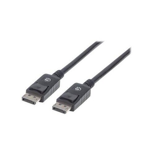 Manhattan DisplayPort 1.1 Cable, 1080p@60Hz, 2m, Male to Male, With Latches, Fully Shielded, Black, Produktbild