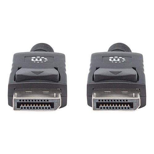 Manhattan DisplayPort 1.1 Cable, 1080p@60Hz, 2m, Male to Male, With Latches, Fully Shielded, Black, Produktbild Additional View 3 L