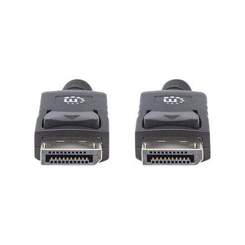 Manhattan DisplayPort 1.1 Cable, 1080p@60Hz, 2m, Male to Male, With Latches, Fully Shielded, Black, Produktbild Additional View 4 L