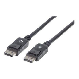 Manhattan DisplayPort 1.2 Cable, 4K@60hz, 1m, Male to Male, With Latches, Fully Shielded, Black, Lif Produktbild