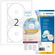 CD-Etiketten Inkjet+Laser+Kopier 116mm ø Maxi auf A4 Bögen weiß permanent Herma 4460 (PACK=200 STÜCK) Produktbild