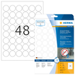 Folien-Etiketten Laser+Kopier ø30mm A4 wetterfest+alterungsbeständig weiß ablösbar Herma 4571 (PACK=960 STÜCK) Produktbild