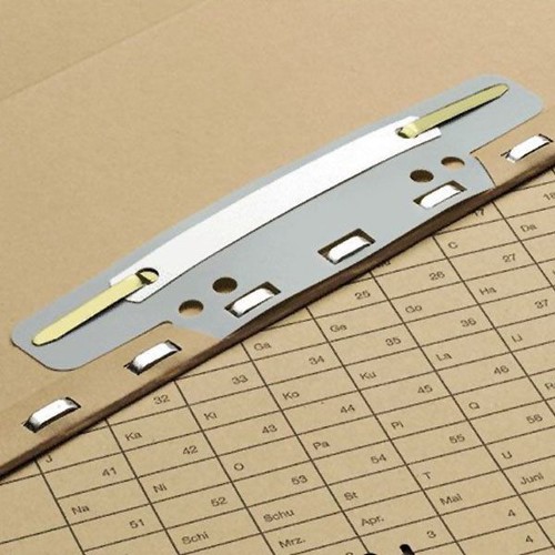 Einhänge-Heftstreifen kurz mit Kunststoff-Deckschiene 150x37mm grau PVC Elba 100551905 (PACK=25 STÜCK) Produktbild Front View L