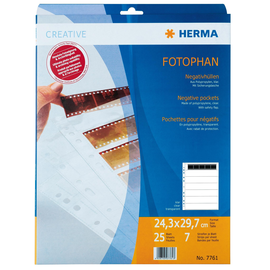 Fotohüllen Fotophan für Negative A4 243x297mm klar kunststoff Herma 7761 (PACK=25 BLATT) Produktbild