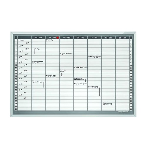 Wochenplaner Plantafel 92,0x62,5cm magnethaftend beschriftbar weiß Magnetoplan 1249107S Produktbild Front View L