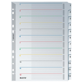 Register A4 238x297mm Zahlen 1-12 wiederbeschreibbar grau Karton Leitz 4332-00-00 Produktbild