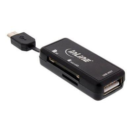 InLine OTG Card Reader Dual Flex - für SD+microSD - mit USB Buchse+2 Kartenslots Produktbild