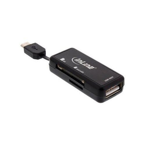 InLine OTG Card Reader Dual Flex - für SD+microSD - mit USB Buchse+2 Kartenslots Produktbild