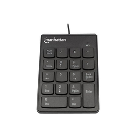 Manhattan Numeric Keypad, Wired, USB-A, 18 Full Size Keys, Black, Membrane Key Switches, Windows and Produktbild