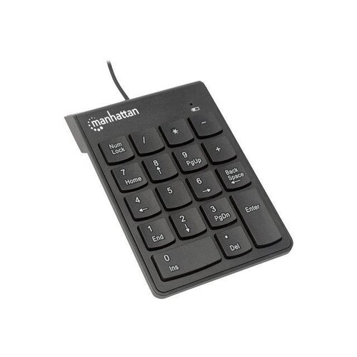 Manhattan Numeric Keypad, Wired, USB-A, 18 Full Size Keys, Black, Membrane Key Switches, Windows and Produktbild Additional View 1 L