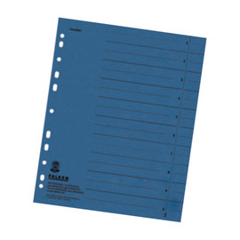 Trennblätter mit abschneidbaren Taben A4 240x300mm blau vollfarbig Karton Falken 80001605 (PACK=100 STÜCK) Produktbild