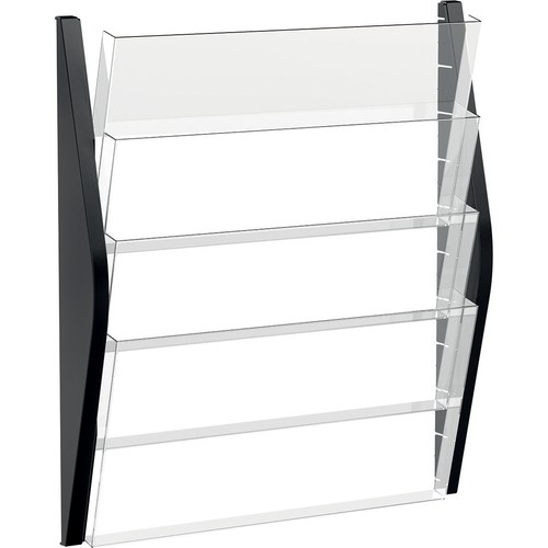 Wand-Prospekthalter A3 quer 480x80x540mm 4 Fächer schwarz Helit H6270495 Produktbild