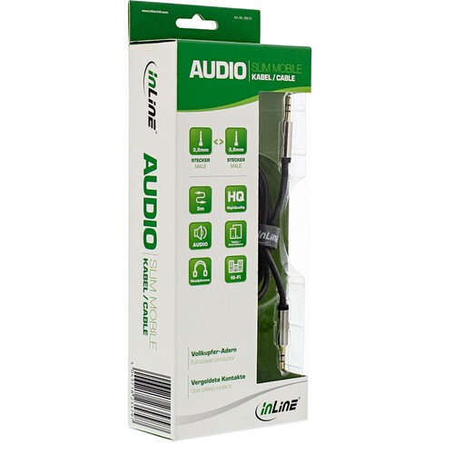 InLine Slim Audio Kabel Klinke 3,5mm ST/ST - Stereo - 5m Produktbild Additional View 1 L