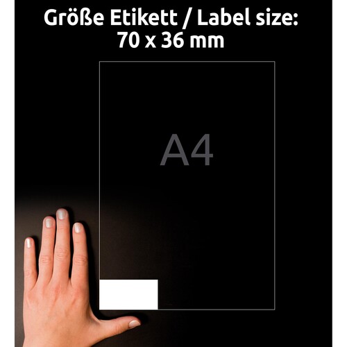 Etiketten Inkjet+Laser+Kopier 70x36mm auf A4 Bögen weiß permanent Zweckform 6122 (PACK=240 ETIKETTEN) Produktbild Additional View 8 L