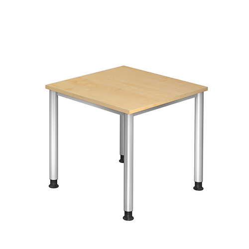Schreibtisch HS08 80x80cm 4-Fuß-Gestell silber höhenverstellbar ahorn BestStandard Produktbild Front View L