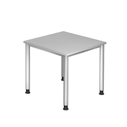 Schreibtisch HS08 80x80cm 4-Fuß-Gestell silber höhenverstellbar grau BestStandard Produktbild Front View L