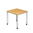 Schreibtisch HS08 80x80cm 4-Fuß-Gestell silber höhenverstellbar buche BestStandard Produktbild