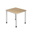 Schreibtisch HS08 80x80cm 4-Fuß-Gestell silber höhenverstellbar eiche BestStandard Produktbild