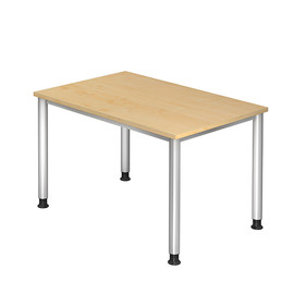 Schreibtisch HS12 120x80cm 4-Fuß-Gestell silber höhenverstellbar ahorn BestStandard Produktbild