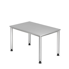 Schreibtisch HS12 120x80cm 4-Fuß-Gestell silber höhenverstellbar grau BestStandard Produktbild