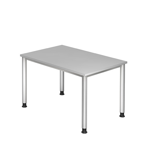 Schreibtisch HS12 120x80cm 4-Fuß-Gestell silber höhenverstellbar grau BestStandard Produktbild Front View L