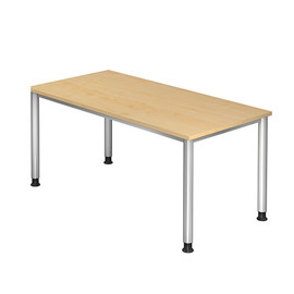 Schreibtisch HS16 160x80cm 4-Fuß-Gestell silber höhenverstellbar ahorn BestStandard Produktbild