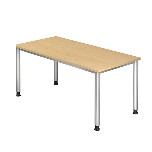 Schreibtisch HS16 160x80cm 4-Fuß-Gestell silber höhenverstellbar ahorn BestStandard Produktbild Front View L