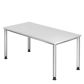 Schreibtisch HS16 160x80cm 4-Fuß-Gestell silber höhenverstellbar weiß BestStandard Produktbild