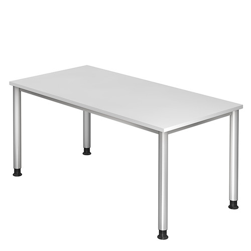 Schreibtisch HS16 160x80cm 4-Fuß-Gestell silber höhenverstellbar weiß BestStandard Produktbild Front View L