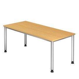 Schreibtisch HS19 180x80cm 4-Fuß-Gestell silber höhenverstellbar buche BestStandard Produktbild
