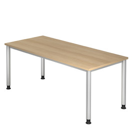 Schreibtisch HS19 180x80cm 4-Fuß-Gestell silber höhenverstellbar eiche BestStandard Produktbild