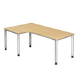 Winkel-Schreibtisch HS82 200x120cm 4-Fuß-Gestell silber höhenverstellbar ahorn BestStandard Produktbild