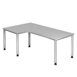 Winkel-Schreibtisch HS82 200x120cm 4-Fuß-Gestell silber höhenverstellbar grau BestStandard Produktbild