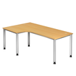 Winkel-Schreibtisch HS82 200x120cm 4-Fuß-Gestell silber höhenverstellbar buche BestStandard Produktbild