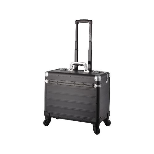 Pilotenkoffer mit Trolleysystem PANDORA 36x47x25cm schwarz matt Aluminium Alumaxx 45169 Produktbild Front View L