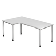 Winkel-Schreibtisch HS82 200x120cm 4-Fuß-Gestell silber höhenverstellbar weiß BestStandard Produktbild