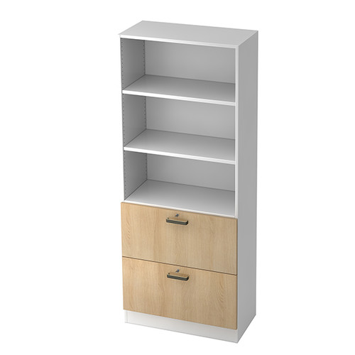 Regal 5 OH 80x42x200,4cm Hängeregistervollauszug weiß/eiche BestStandard Produktbild Front View L