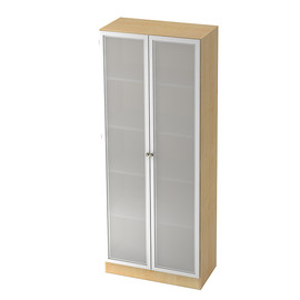 Glastürenschrank 5 OH 80x42x200,4cm Drehtüren ahorn/silber BestStandard Produktbild