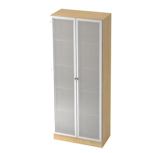 Glastürenschrank 5 OH 80x42x200,4cm Drehtüren ahorn/silber BestStandard Produktbild Front View L