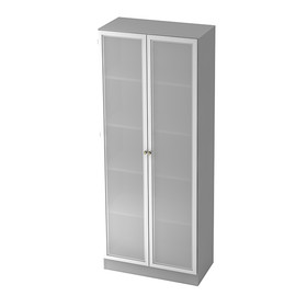 Glastürenschrank 5 OH 80x42x200,4cm Drehtüren grau/silber BestStandard Produktbild