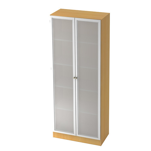 Glastürenschrank 5 OH 80x42x200,4cm Drehtüren buche/silber BestStandard Produktbild Front View L