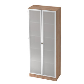 Glastürenschrank 5 OH 80x42x200,4cm Drehtüren nussbaum/silber BestStandard Produktbild