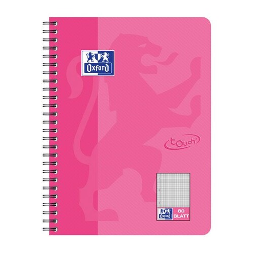 Collegeblock Oxford Touch B5 kariert 80 Blatt 90g Optik Paper weiß rosa 400086487 Produktbild Front View L