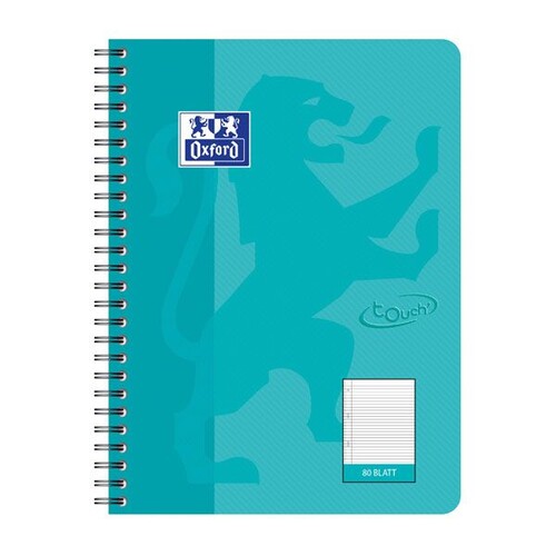 Collegeblock Oxford Touch B5 liniert 80 Blatt 90g Optik Paper weiß aqua 400086489 Produktbild Front View L